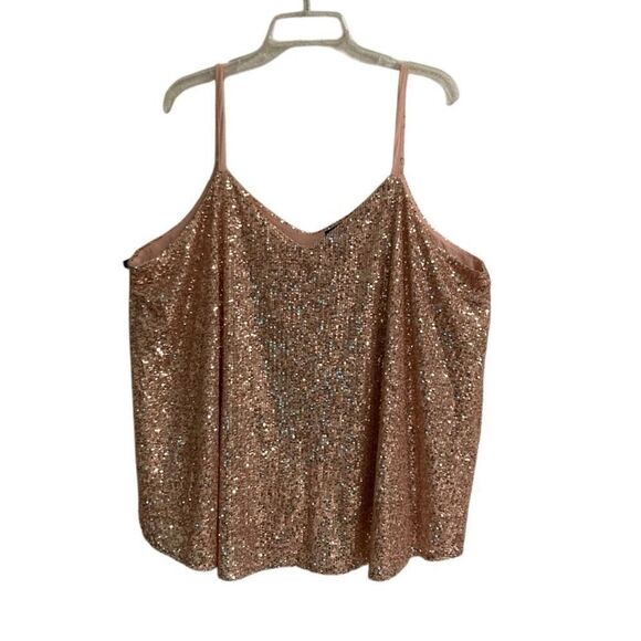 Torrid Sophie Gold Sequin Cami Tank Top women’s 3X V Neck NEW - Picture 1 of 6